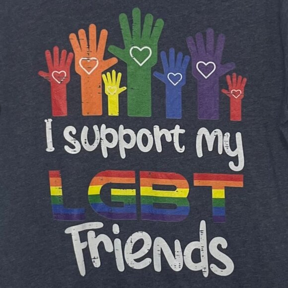 I Support My LGBT Friends Tshirt Womens Large Blue New Gay Pride LGBTQ - Picture 5 of 9